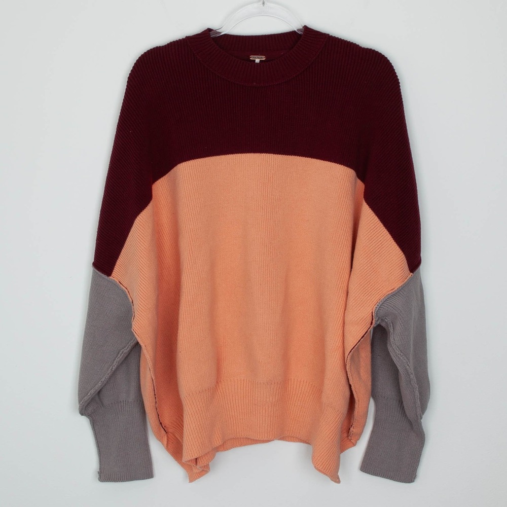 Free People Womens Oversized Colorblock Sweater‎ Size S Dolman Sleeve Slouchy
